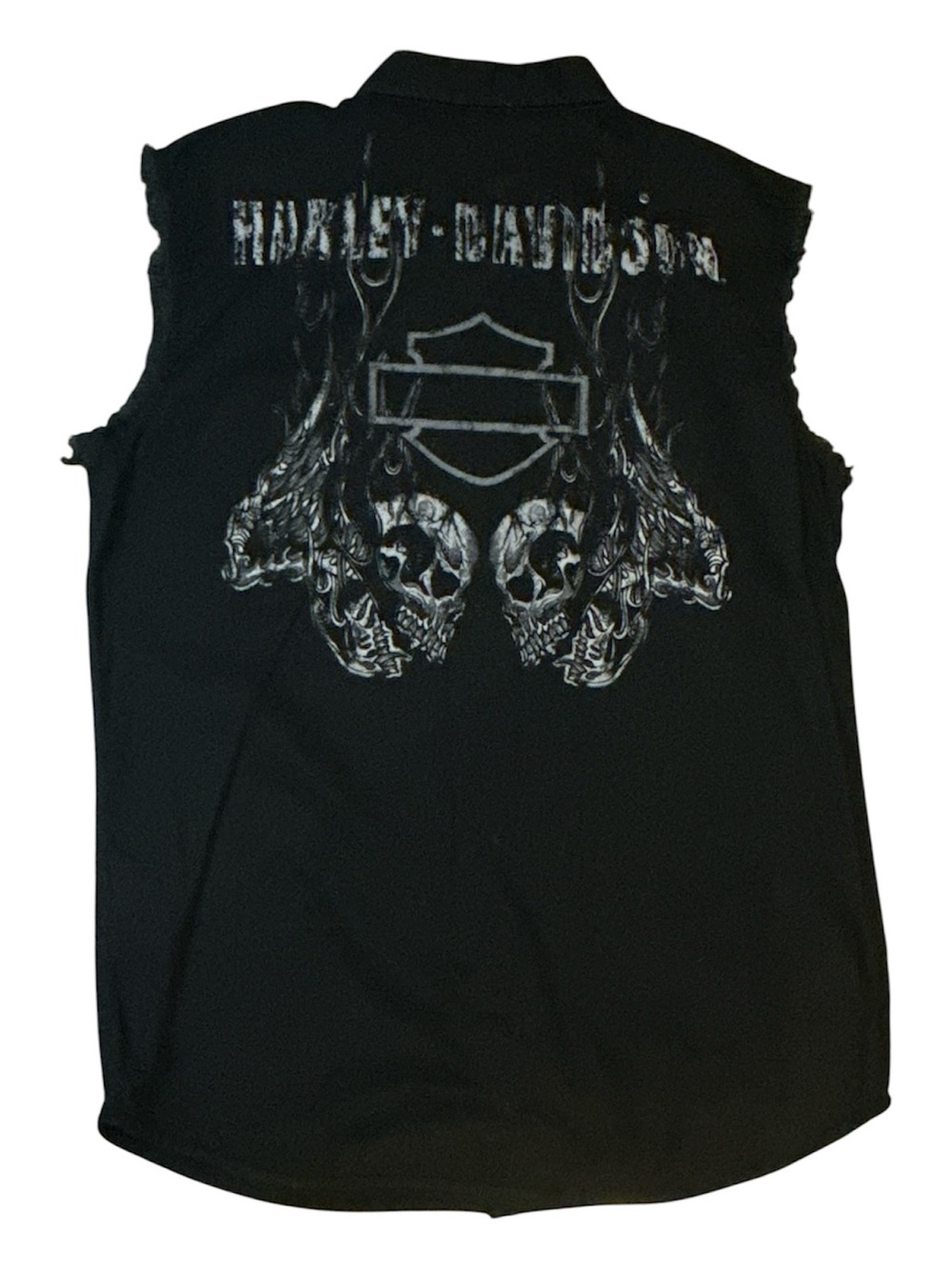 Harley Davidson Flame Skull with B&S Black Sleeveless Blowout